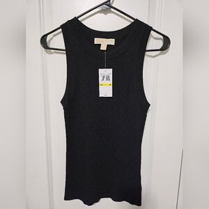 Michael Kors Women's Sleeveless Ribbed Tank Top, Black, Medium, New w/Tag